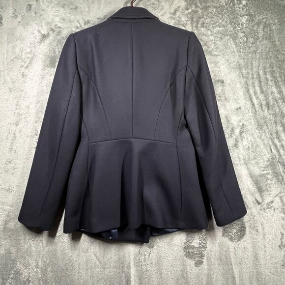 Zara Spain Coat Womens Medium Navy Double Breasted Military Styling Wool Blend - Picture 3 of 9